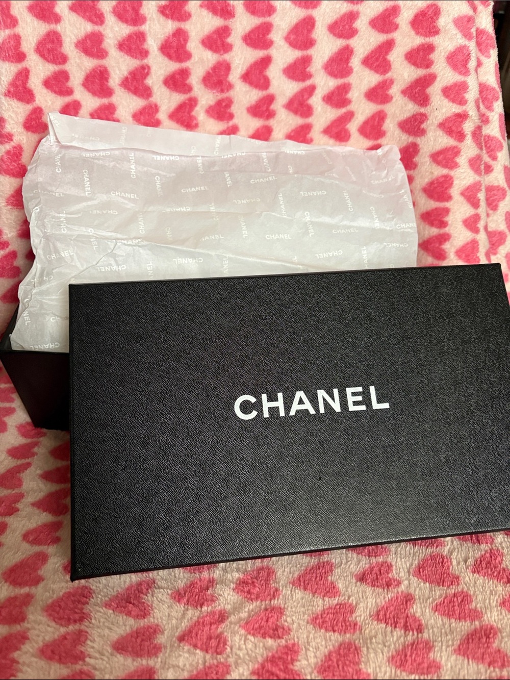 CHANEL Black and White Logo Gift Box with Branded Tissue
